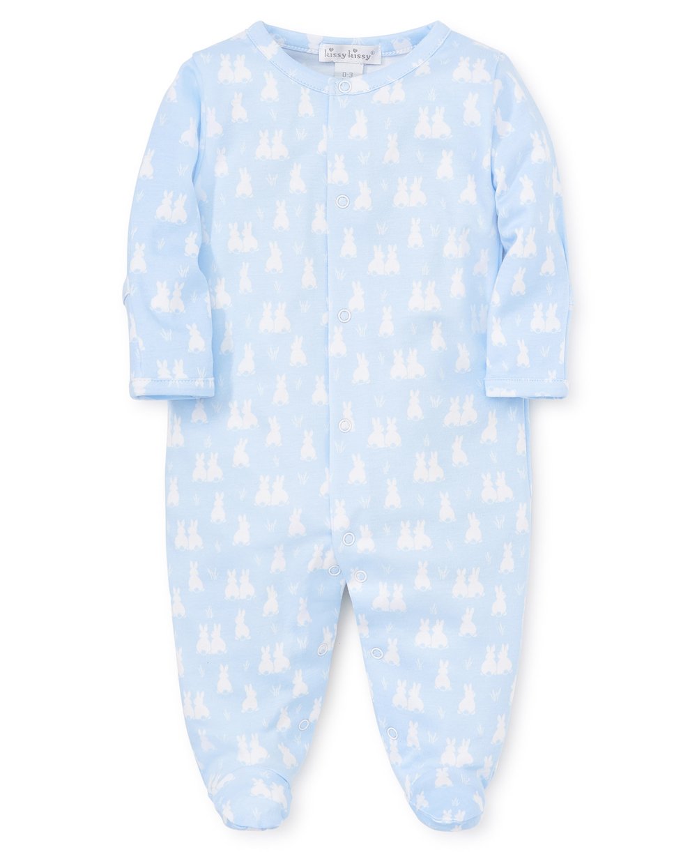 Kissy Kissy Cushy Cottontails Blue Footie