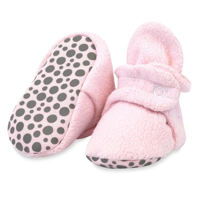 Zutano Cozie Fleece Gripper Booties - Baby Pink