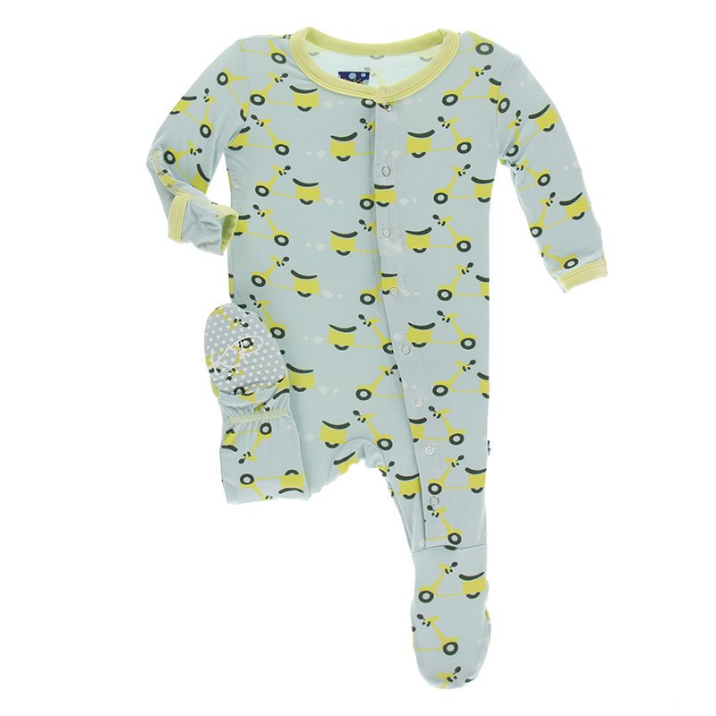 Kickee Pants- Print Footie w/ Zipper- Spring Sky Scooter
