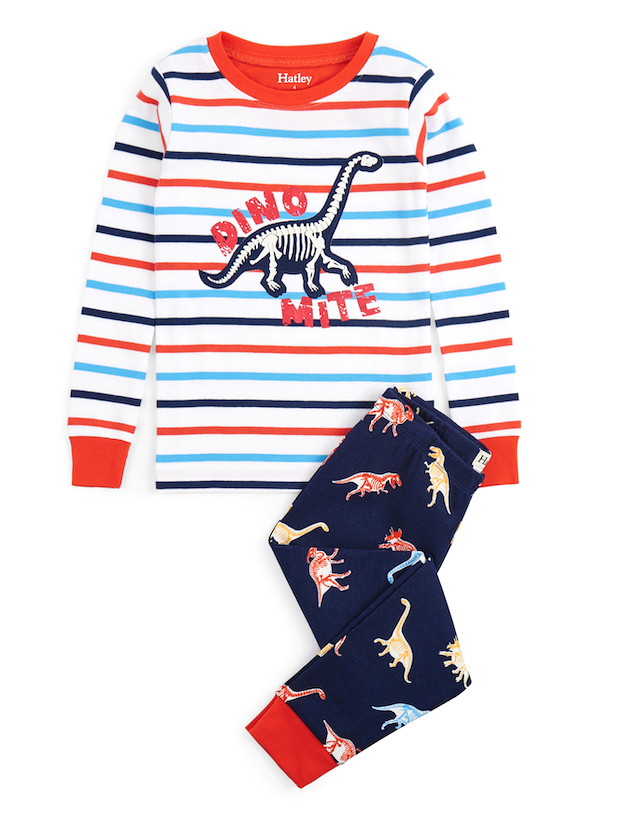 Hatley Boys Glowing Fossils Organic Cotton Pajamas