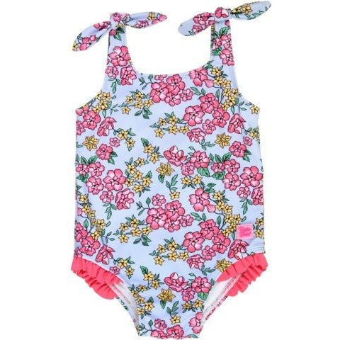 RuffleButts Tie Shoulder One Piece | Cheerful Blossoms