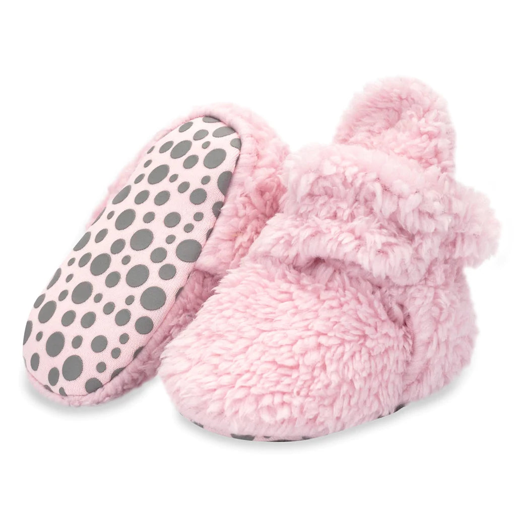 Zutano Furry Gripper Baby Bootie - Baby Pink