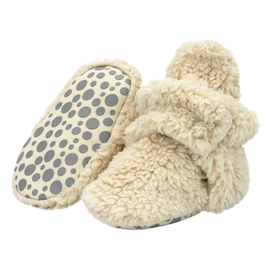 Zutano Furry Gripper Baby Bootie - Oat
