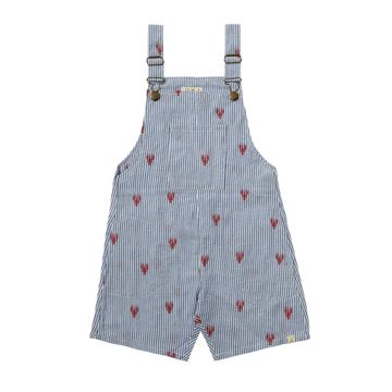 Me & Henry Galleon Woven Buckle Overalls | Lobster Seersucker