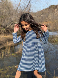 Vignette Madigan Dress- Navy Stripe