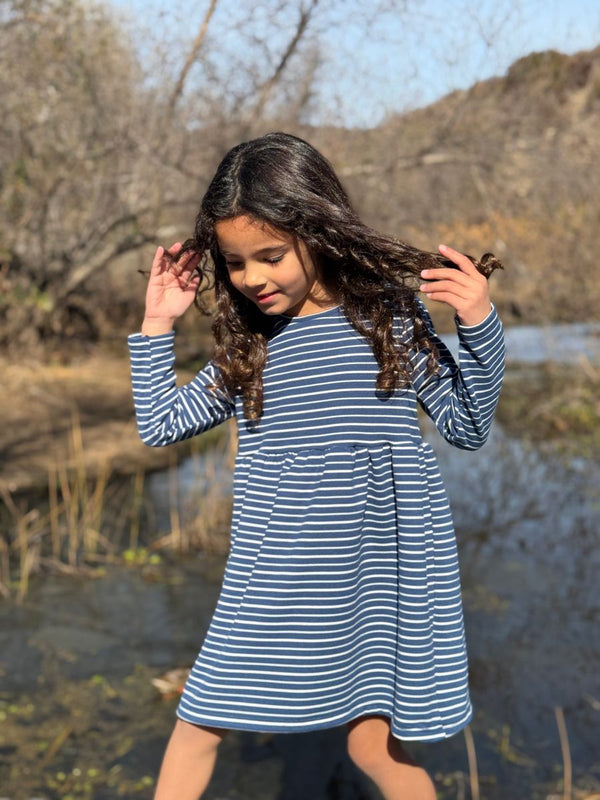 Vignette Madigan Dress- Navy Stripe