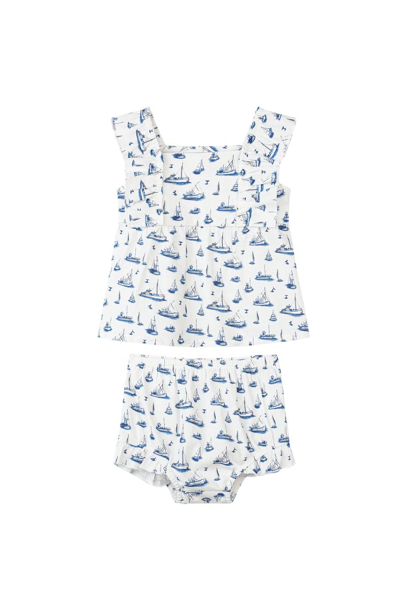 VIgnette Ellie Set- Navy Sailboats