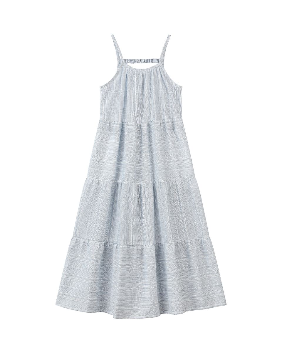 Vignette Sage Dress- Blue Stripe