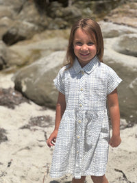 Vignette Heather Dress- Blue Plaid Seersucker