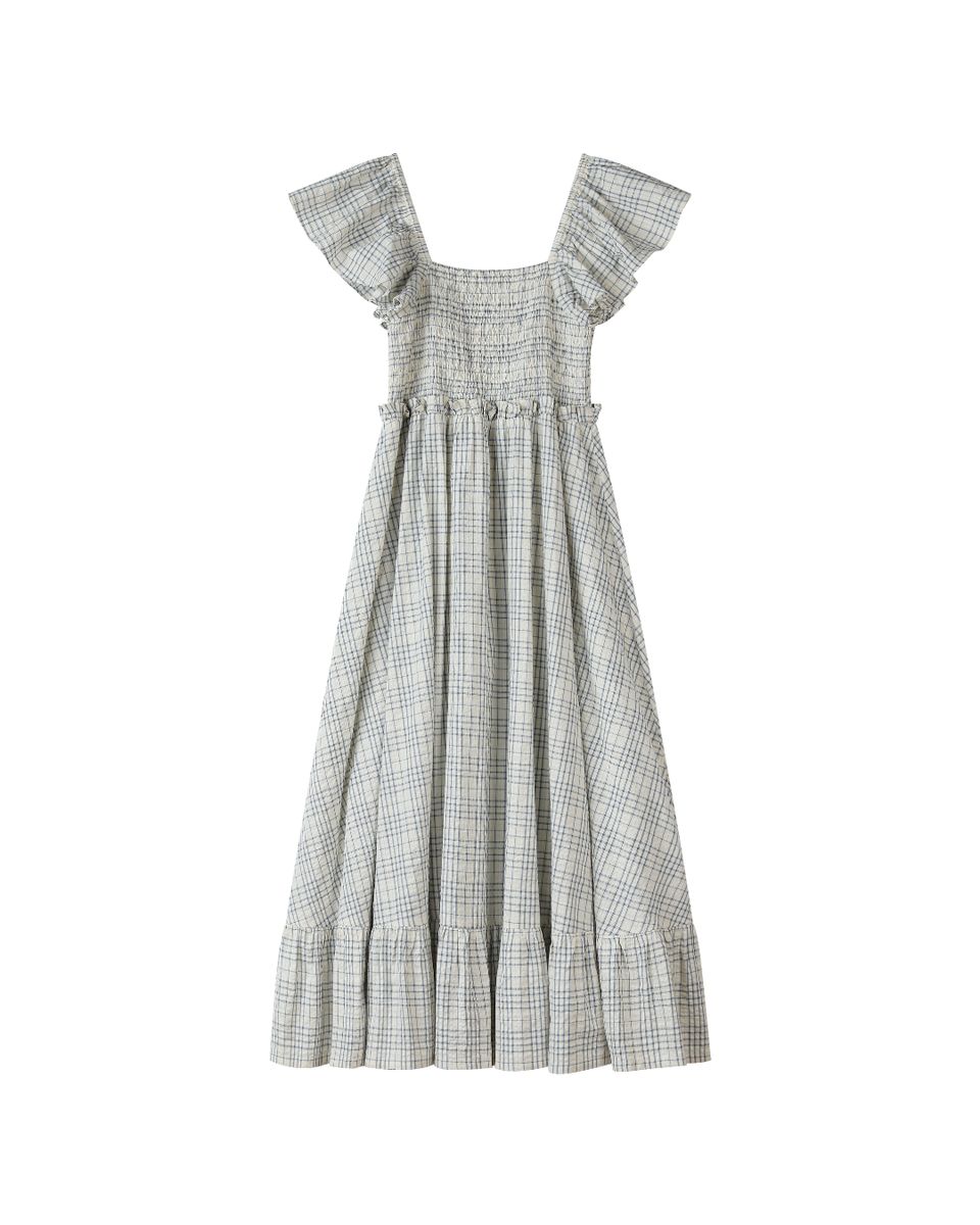 Vignette Womens Polly Dress- Blue Plaid Seersucker