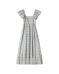Vignette Womens Polly Dress- Blue Plaid Seersucker