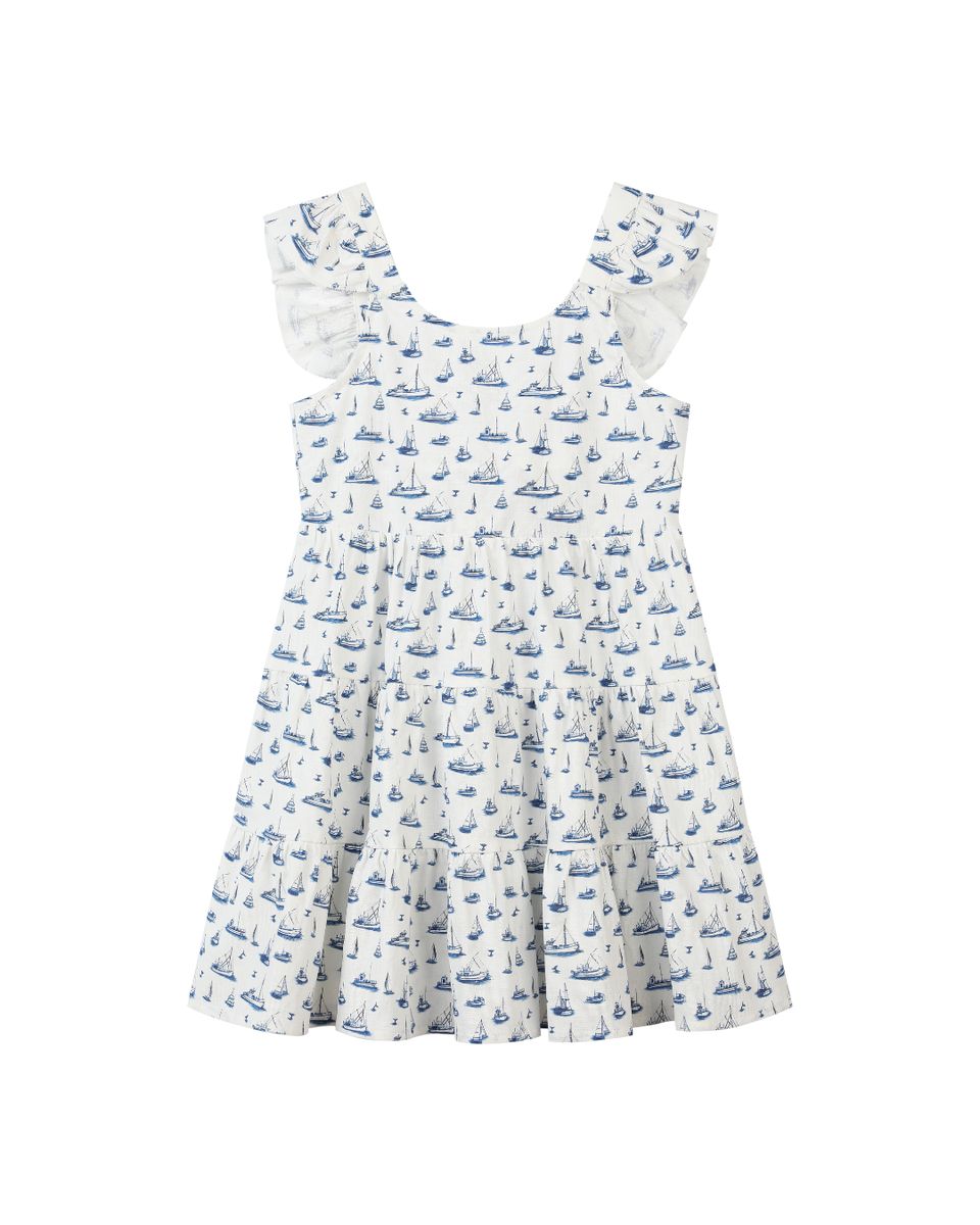 Vignette Emmie Dress- Navy Sailboats