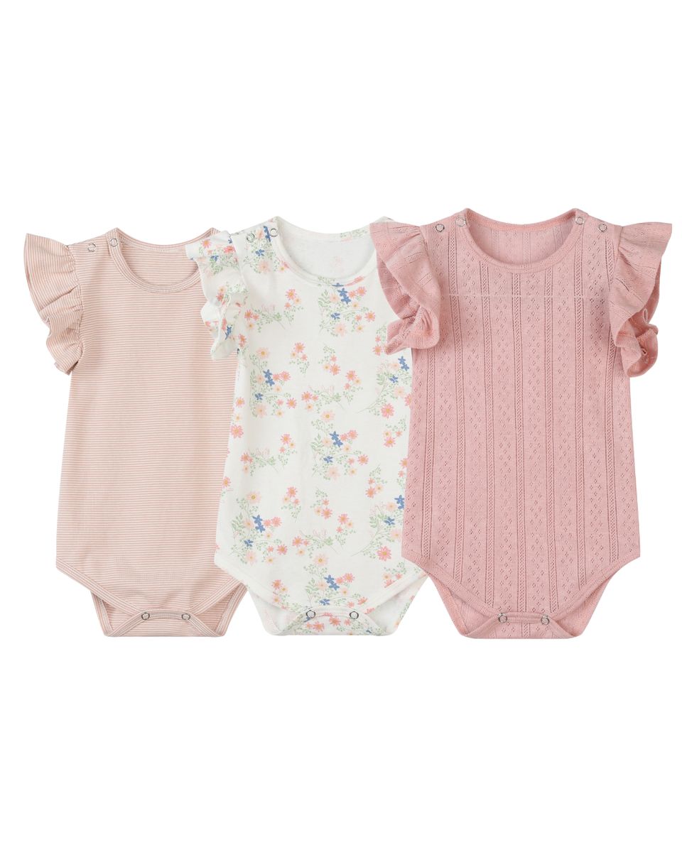 Vignette Wren Onesies Triple Pack- Pink Hues