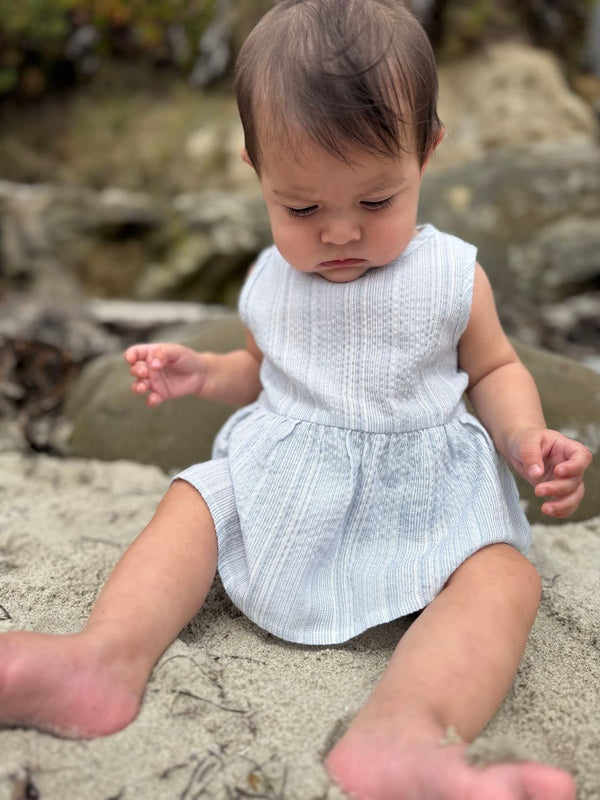 Vignette Nellie Onesie Dress- Blue Stripe