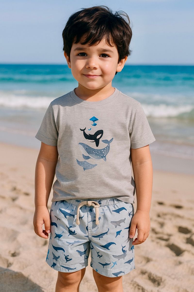 Me & Henry Falmouth Printed Tee- Whales