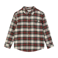 Me & Henry Atwood Woven Shirt-cream/green plaid