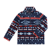 Me & Henry Macchu sherpa 3/4 zip- blue and red multi print