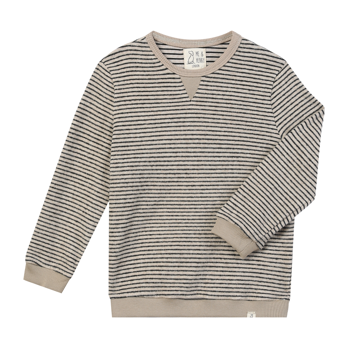 Me & Henry Tarquin Sweatshirt- black/beige brushed stripe