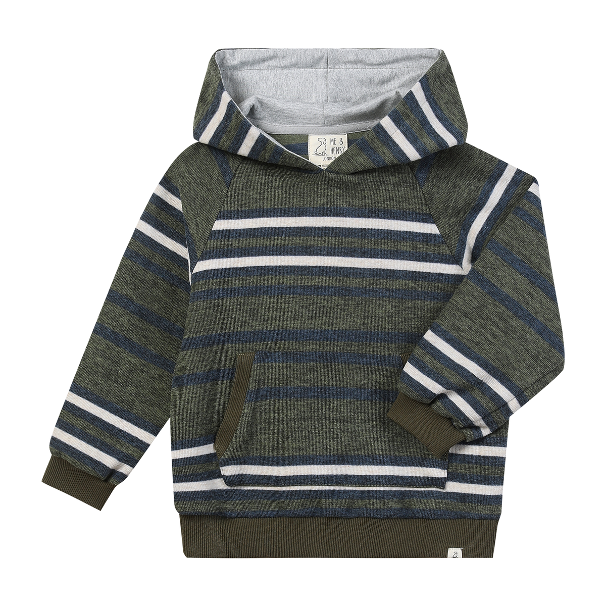 Me & Henry Oakdale Hooded Sweatshirt- Green/Navy Stripe