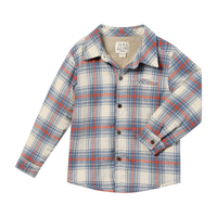 Me & Henry Adventurer Sherpa Lined Shacket-Blue/Pumpkin