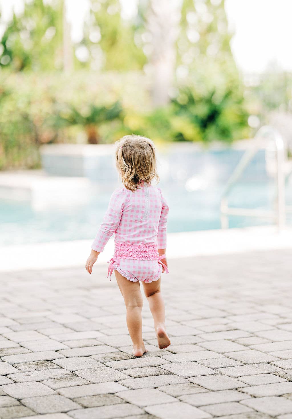 Sugar Bee Clothing - Girls One Piece Swimsuit - Pink Gingham