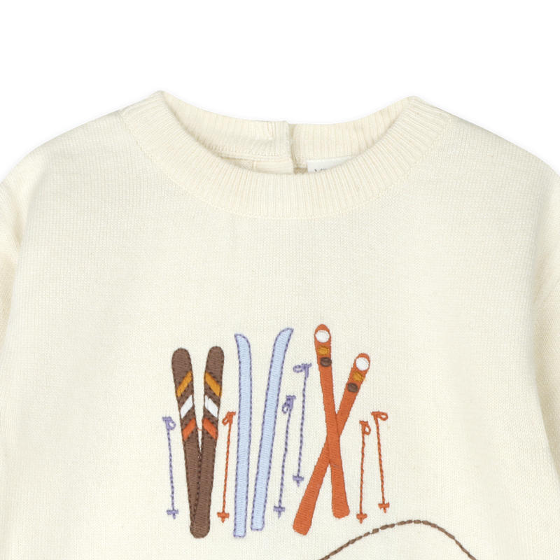 Viverano Organics - Ski Club Embroidered Baby Knit Pullover (Organic Cotton)