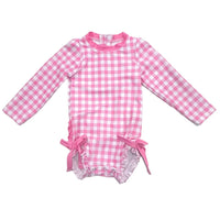 Sugar Bee Clothing - Girls One Piece Swimsuit - Pink Gingham