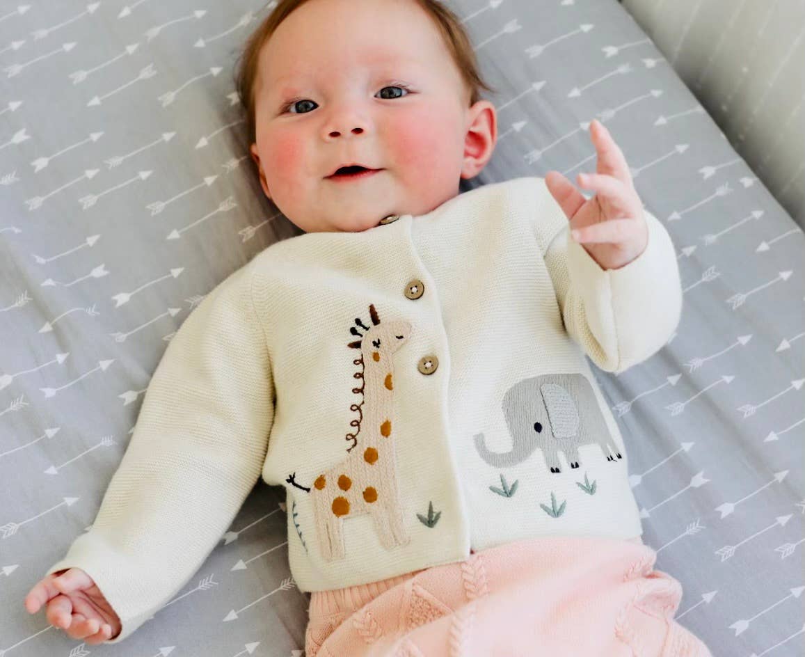 Viverano Organics - Animal Safari Embroidered Baby Cardigan Sweater (Organic)
