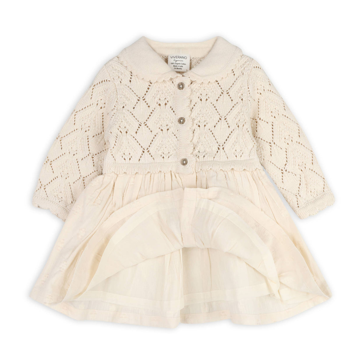 Viverano Organics - Phoebe Pointelle Knit Sweater Baby Dress (Organic Cotton)
