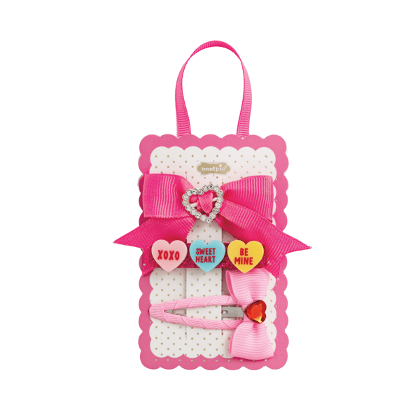 Mudpie Hot Pink Valentine Hair Clips
