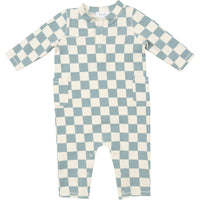 Angel Dear French Terry Checkerboard Gray Mist Uni Romper