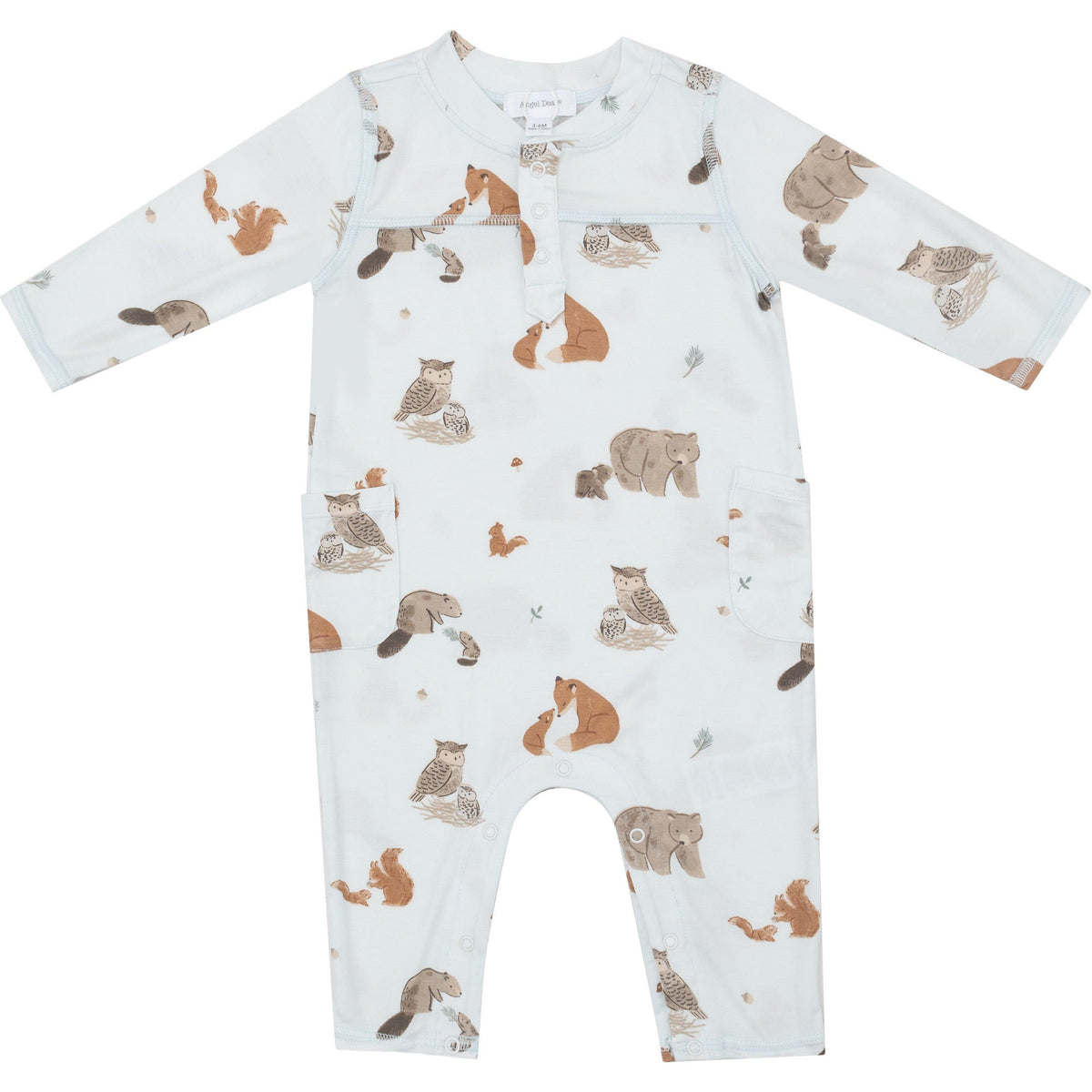 Angel Dear Mixed Woodland Animals Blue Uni Romper