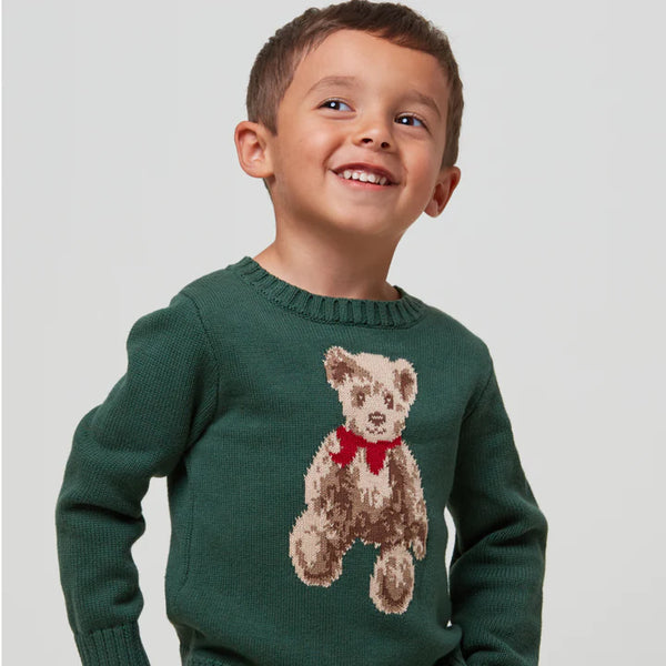 Nanducket Holly Green Teddy Bear Holiday Sweater