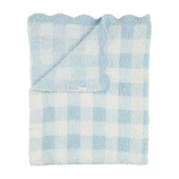 Mudpie Blue Gingham Chenille Scallop Blanket
