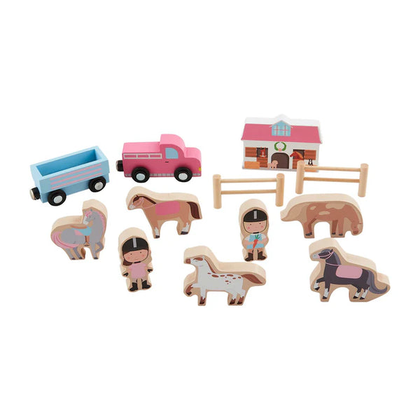 Mudpie Horse Stable Wood Toy Set