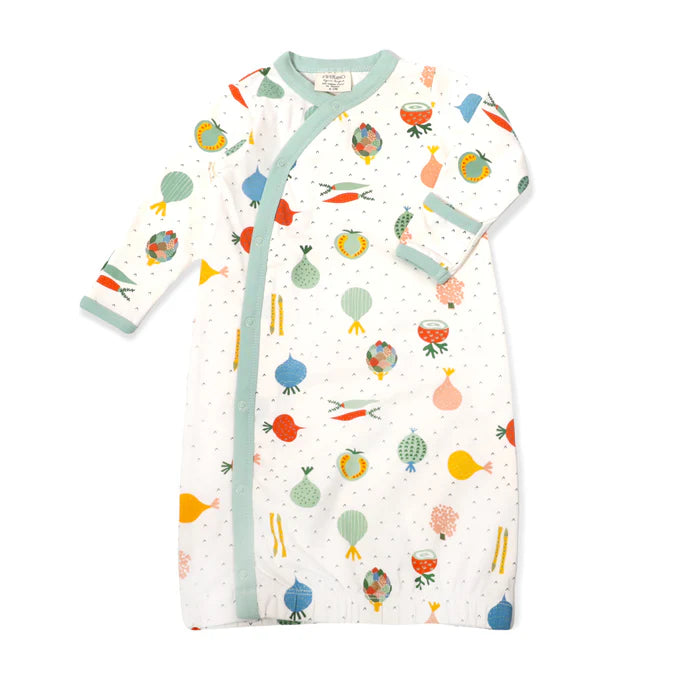 Viverano Organics Kimono Baby Sleep Gown - Veggie Salad (Organic Cotton)