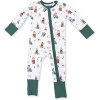 Angel Dear Winter Sports Dogs Green Convertible Romper