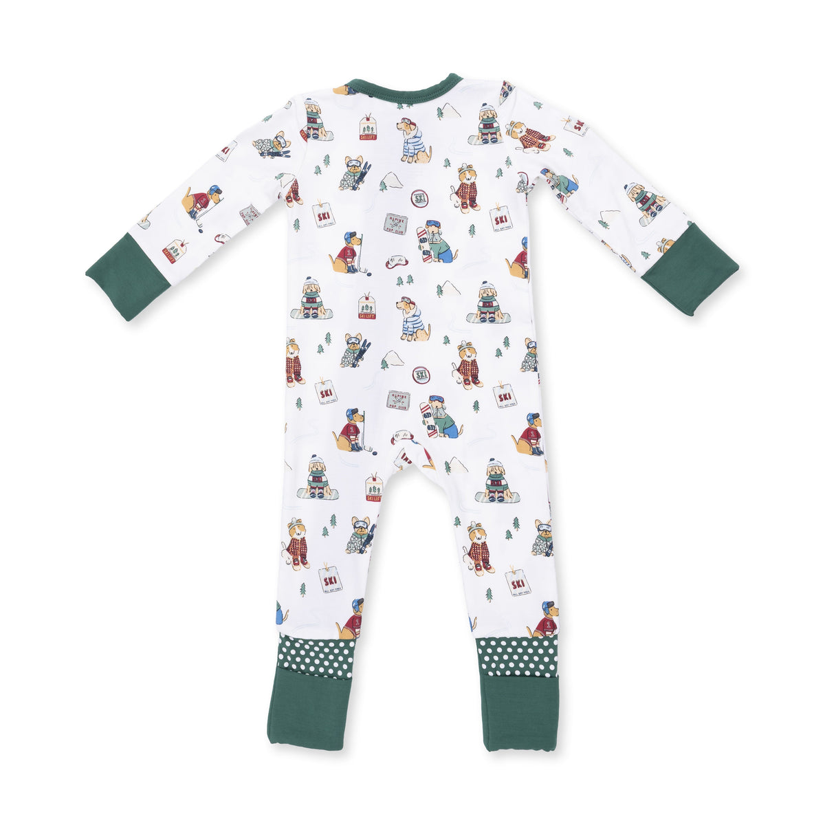 Angel Dear Winter Sports Dogs Green Convertible Romper