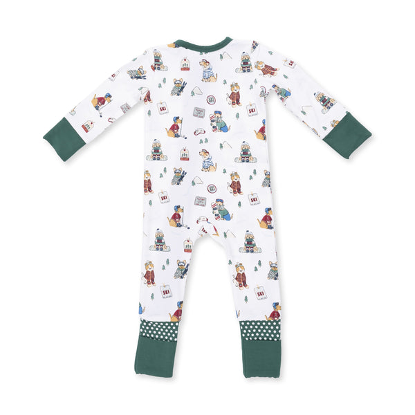 Angel Dear Winter Sports Dogs Green Convertible Romper