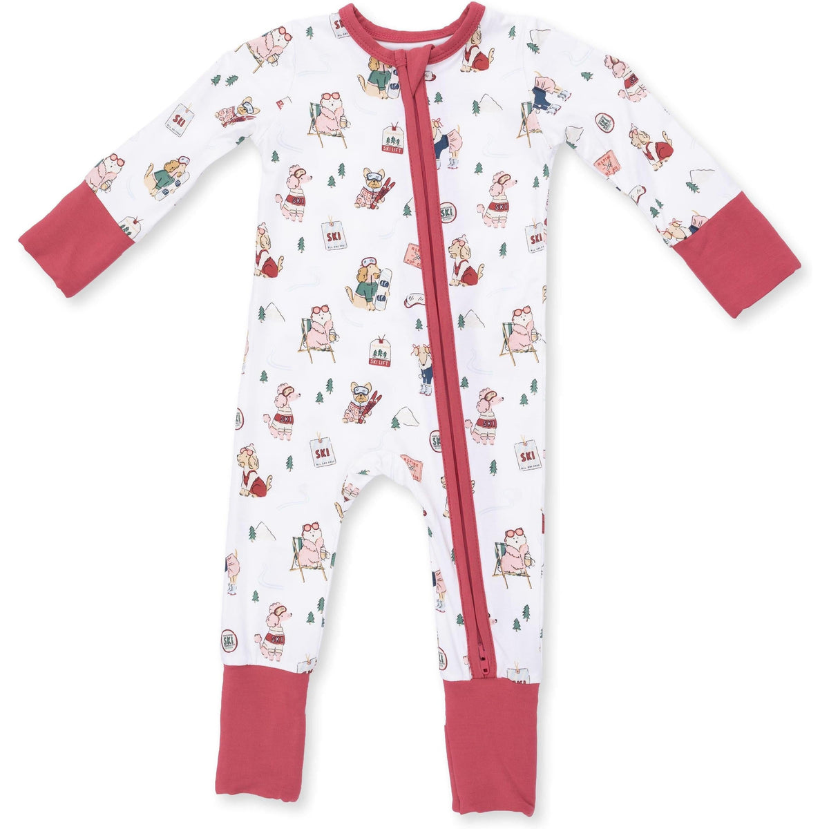 Angel Dear Winter Sports Dogs Pink Convertible Romper