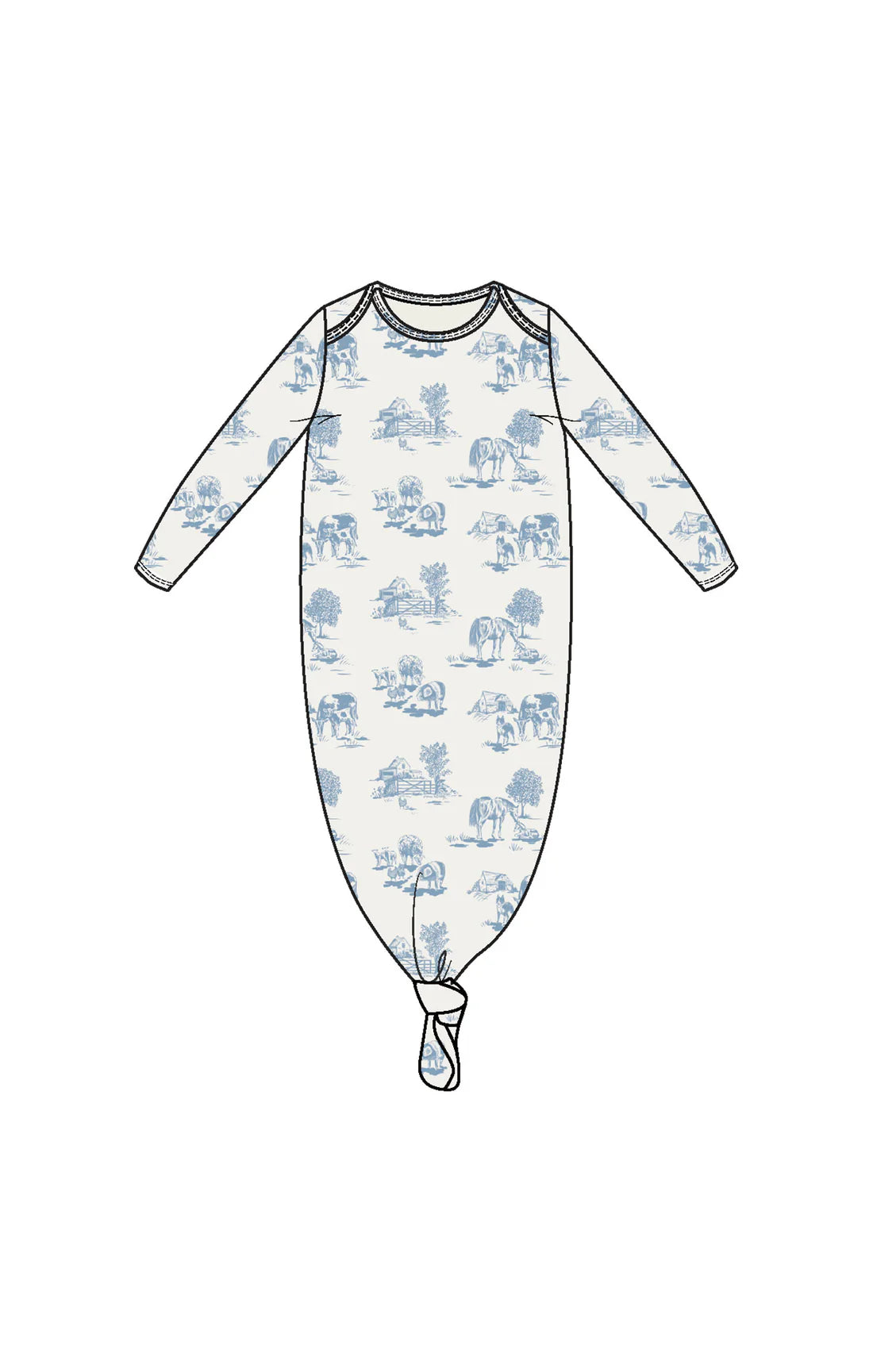 Angel Dear Knotted Gown II Farm Toile - Blue