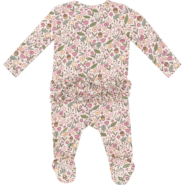 Angel Dear Acorn Floral 2-Way Ruffle Zipper Footie