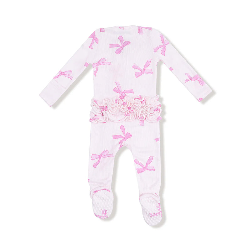 Angel Dear 2 Way Ruffle Zipper Footie II Pretty Bows