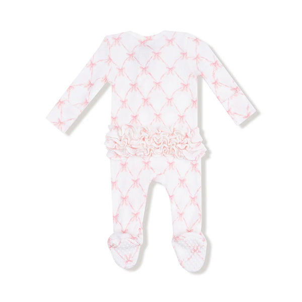 Angel Dear 2 Way Ruffle Zipper Footie II Ribbon Bow Trellis