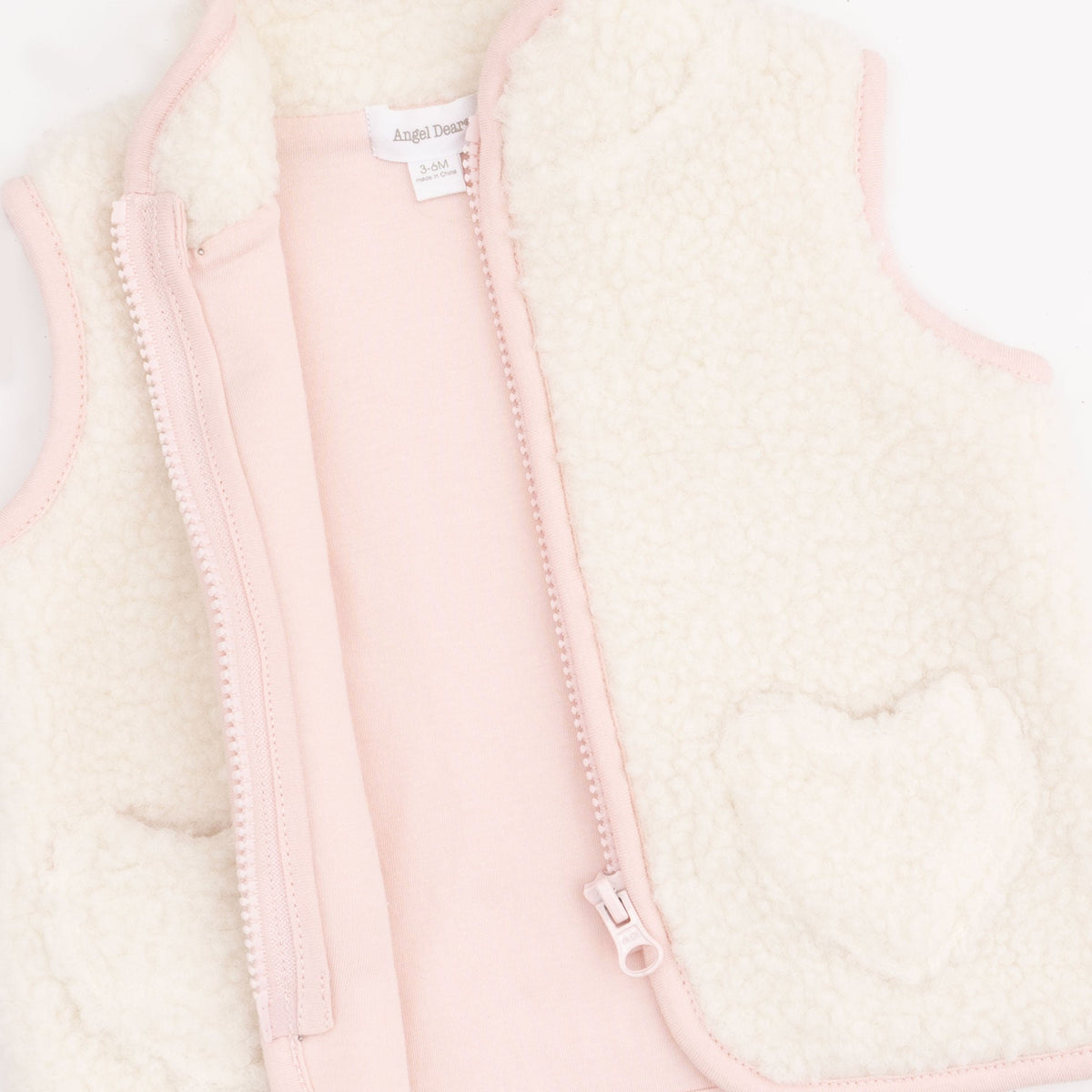 Angel Dear Sherpa Zip Vest with Heart Pockets