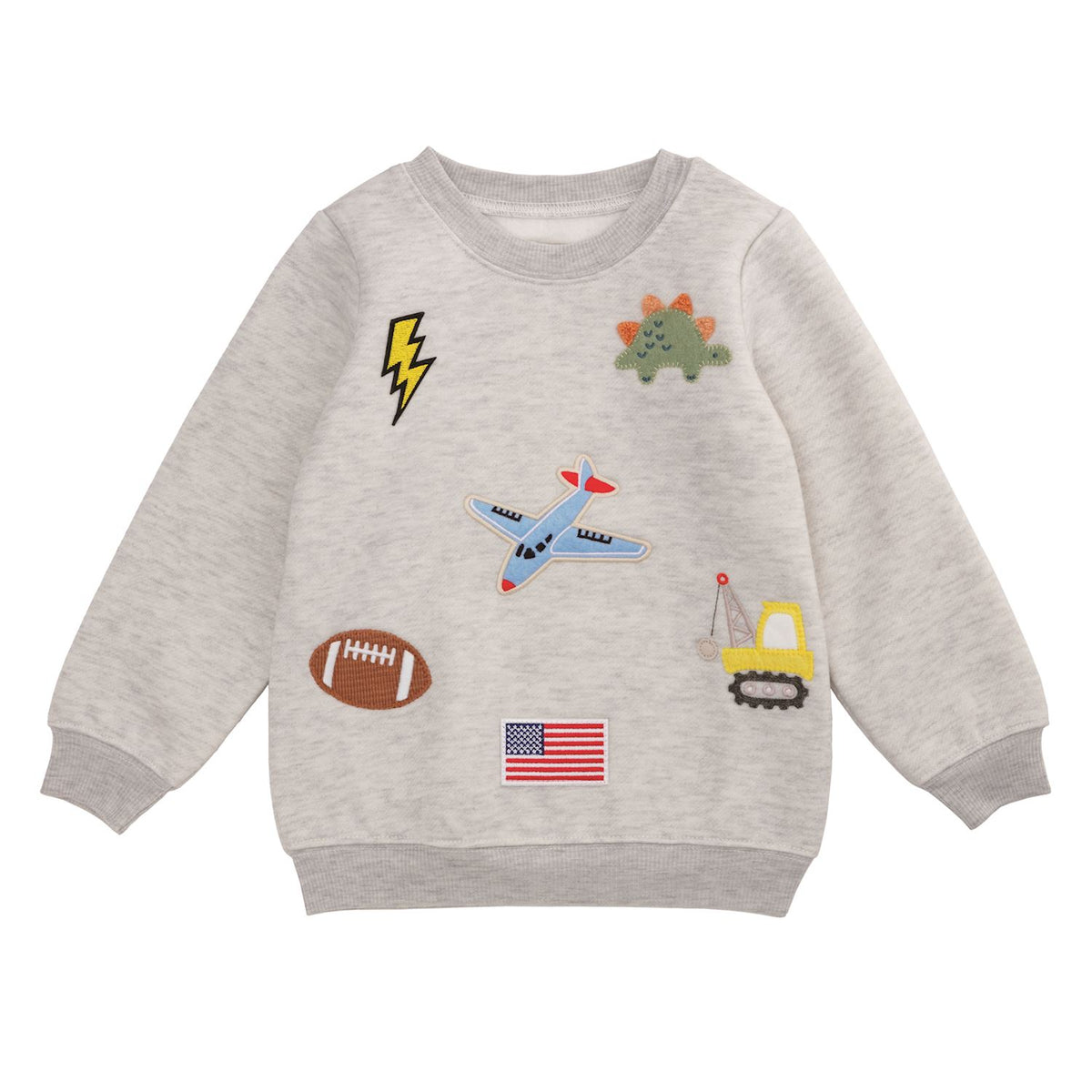 Mudpie French Terry Sweatshirt with Embroidered Patches