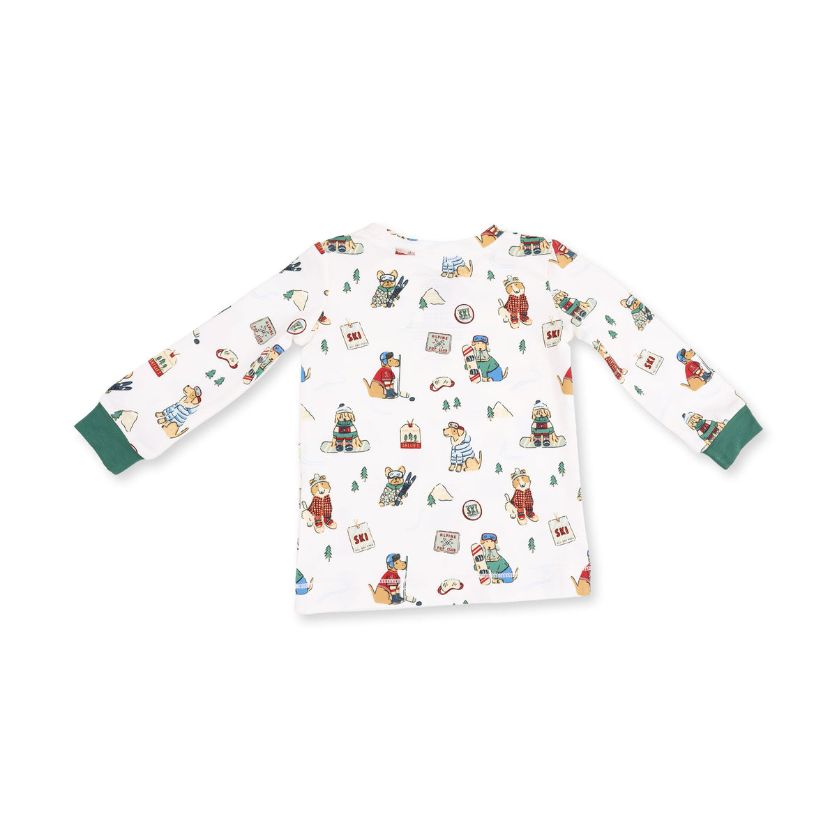 Angel Dear Winter Sports Dogs Green Long Sleeve Loungewear Set