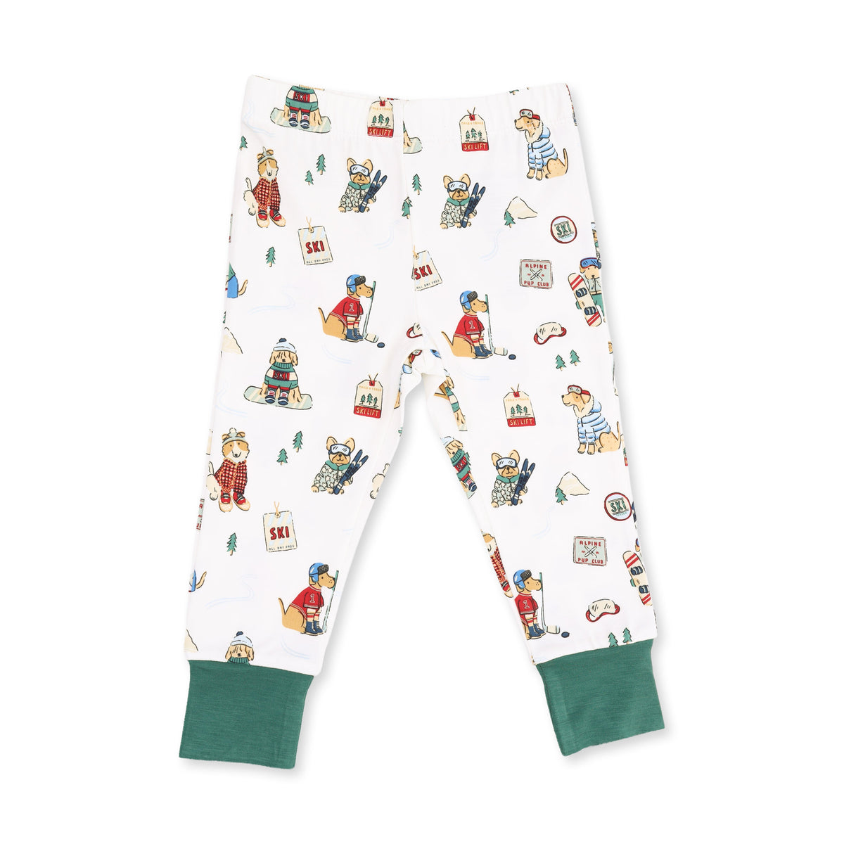 Angel Dear Winter Sports Dogs Green Long Sleeve Loungewear Set