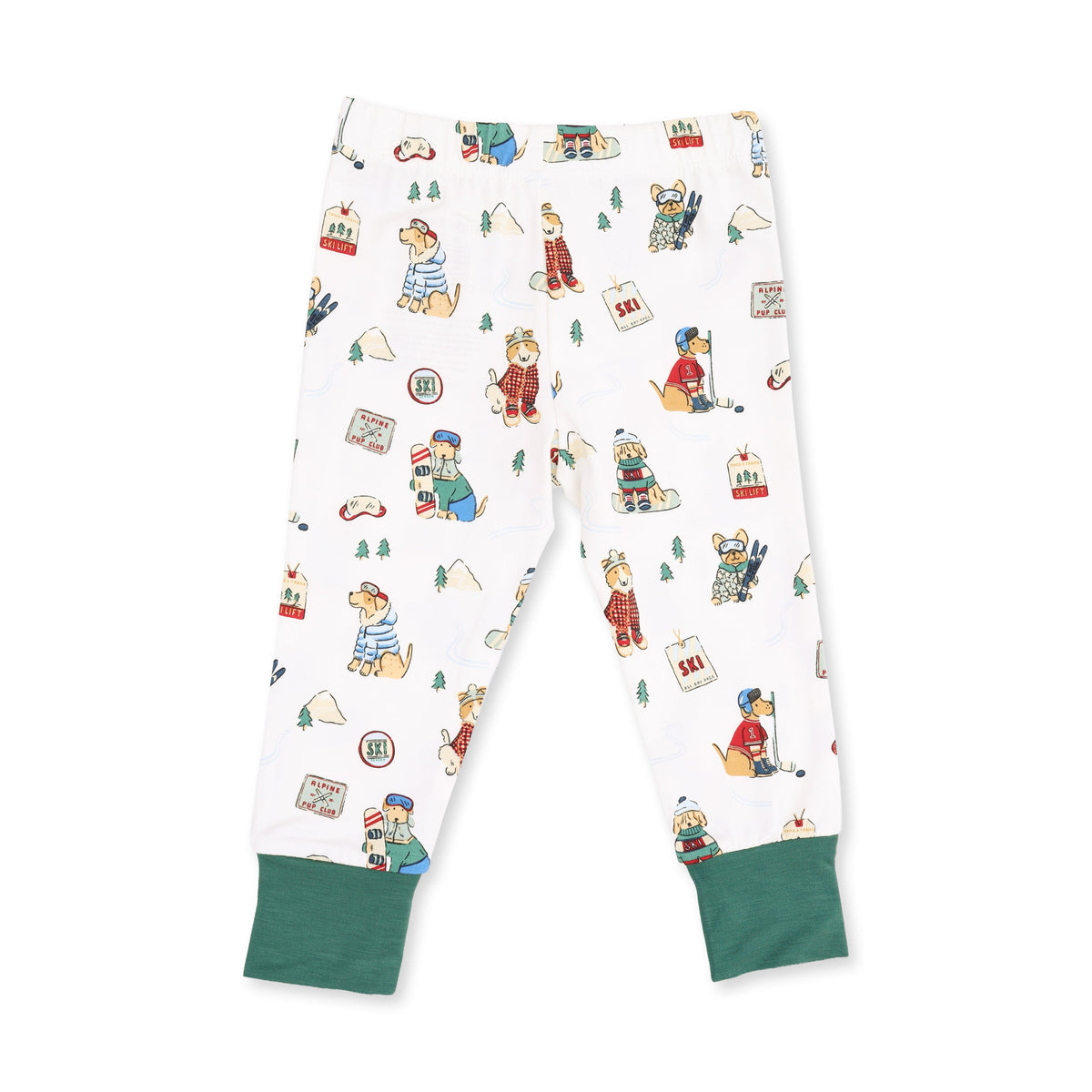 Angel Dear Winter Sports Dogs Green Long Sleeve Loungewear Set