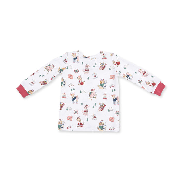 Angel Dear Winter Sports Dogs Pink Long Sleeve Loungewear Set